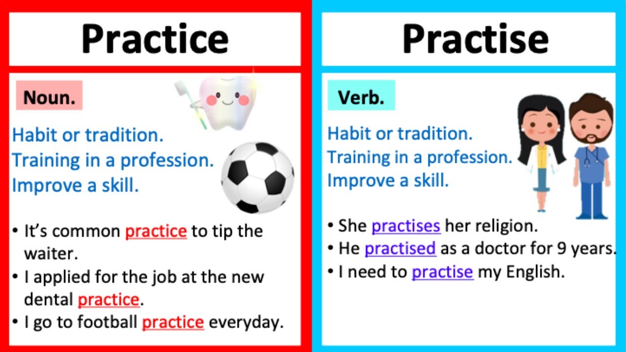 PRACTICE vs PRACTISE 🤔| What's the difference? | English grammar - YouTube PRACTICE vs PRACTISE 🤔| What's the difference? | English grammar - YouTube